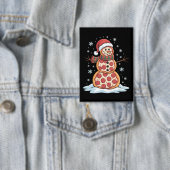 Pizza Boomman Kerstman Hoed Kerstfeest Grappig Button (Insitu)