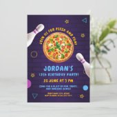 Pizza Bowling Fun Verjaardagsfeest Kaart (Staand voorkant)