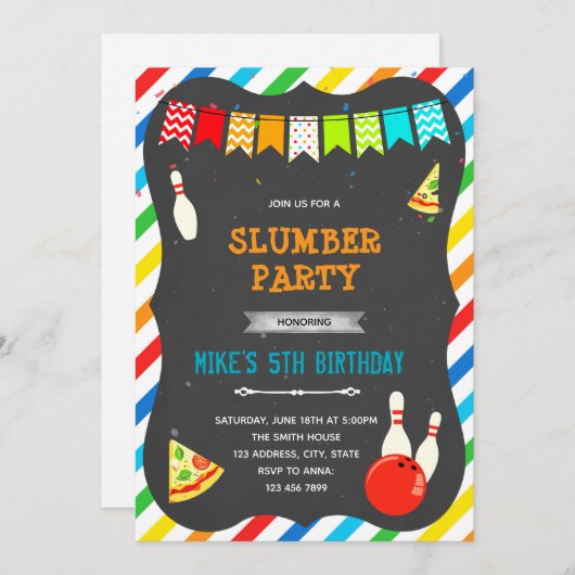 Pizza bowling uitnodiging (Voorkant / Achterkant)