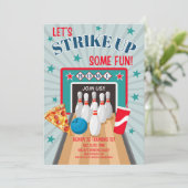 Pizza Bowling verjaardagsfeestje Kaart (Staand voorkant)