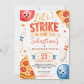 Pizza Bowling Verjaardagsuitnodiging Kaart (Voorkant)