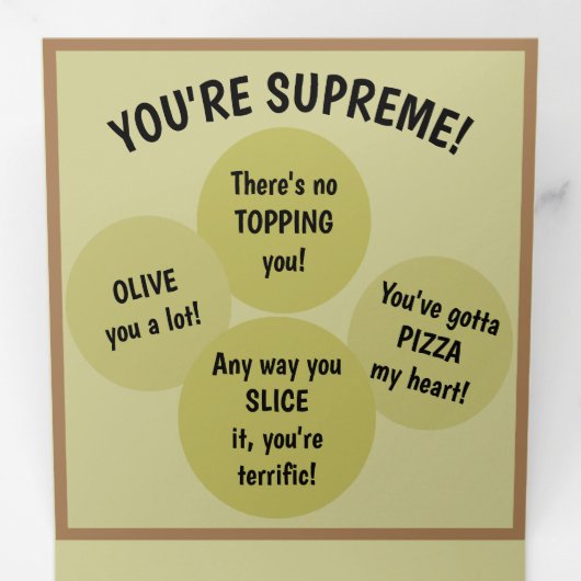 Pizza Box Puns Jubileum Valentijn Tri-Fold Kaart (Binnenzijde eerst)