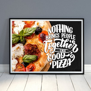 Pizza brengt mensen samen in motivatie keuken poster