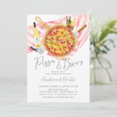 Pizza & Brew Couples Baby shower Uitnodiging meisj (Staand voorkant)