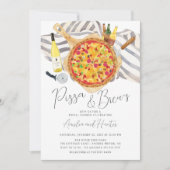 Pizza & Brew Couples Bridal Shower Invitation Kaart (Voorkant)