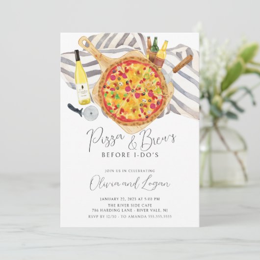 Pizza & Brew-repetitie Kaart (Staand voorkant)