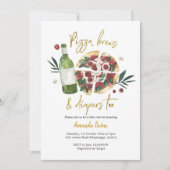 Pizza, Brews en Diapers voor Baby shower Invitatie Kaart (Voorkant)