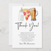 Pizza Brews en Luiers ook! Baby Shower Bedankkaart (Voorkant)