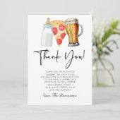 Pizza Brews en Luiers ook! Baby Shower Bedankkaart (Staand voorkant)