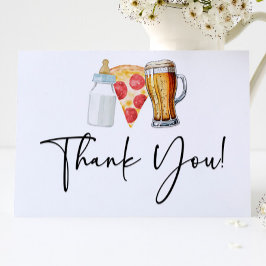 Pizza Brews en Luiers ook! Baby Shower Bedankkaart