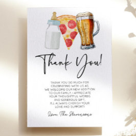 Pizza Brews en Luiers ook! Baby Shower Bedankkaart