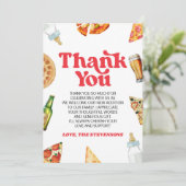 Pizza Brews en Luiers ook! Baby Shower Bedankkaart (Staand voorkant)