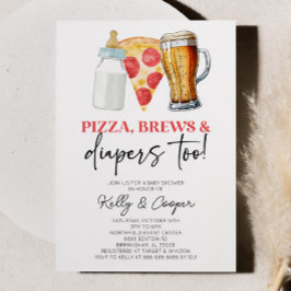 Pizza Brews en Luiers ook! Baby Shower Kaart