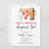 Pizza Brews en Luiers ook! Baby Shower Kaart (Voorkant)