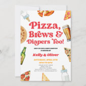 Pizza Brews en Luiers ook! Baby Shower Kaart (Voorkant)