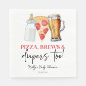 Pizza Brews en Luiers ook! Baby Shower Servet (Voorkant)
