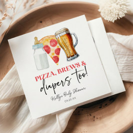 Pizza Brews en Luiers ook! Baby Shower Servet