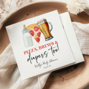 Pizza Brews en Luiers ook! Baby Shower Servet