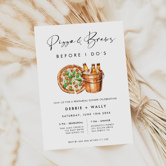 Pizza & Brews voor het repetitiediner van I Do Kaart