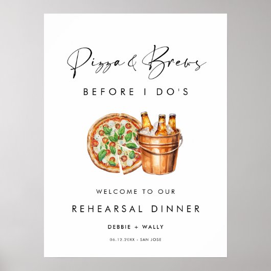 Pizza & Brews voor het repetitiediner van I Do Poster (Voorkant)