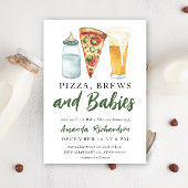 Pizza, Brouwen en Baby's - Baby shower Kaart