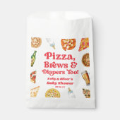 Pizza Brouwen en Luiers Ook Pizza Beer Baby shower Bedankzakje (Voorkant)