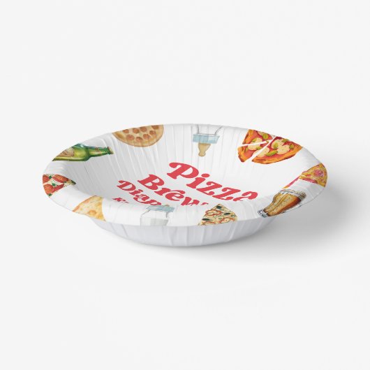 Pizza Brouwen en Luiers Ook Pizza Beer Baby shower Papieren Kommen (Gebogen)