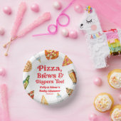 Pizza Brouwen en Luiers Ook Pizza Beer Baby shower Papieren Kommen (Feest)