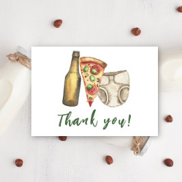 Pizza, Brouwen en Luiers te Baby shower Dank u Bedankkaart