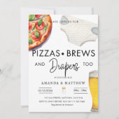 Pizza, Brouwen & Luiers Casual Koppels Baby shower Kaart (Voorkant)