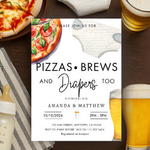 Pizza, Brouwen & Luiers Casual Koppels Baby shower Kaart
