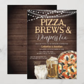Pizza, Brouwen & Luiers ook, Baby shower Hout Kaart (Voorkant / Achterkant)