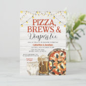 Pizza, Brouwen & Luiers ook, Baby shower Wit Hout Kaart (Staand voorkant)