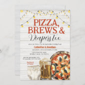 Pizza, Brouwen & Luiers ook, Baby shower Wit Hout Kaart (Voorkant / Achterkant)