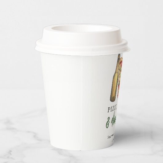 Pizza, brouwsel en luiers te Baby shower Papieren Bekers (Rechts)