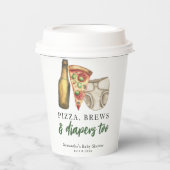 Pizza, brouwsel en luiers te Baby shower Papieren Bekers (Voorkant)