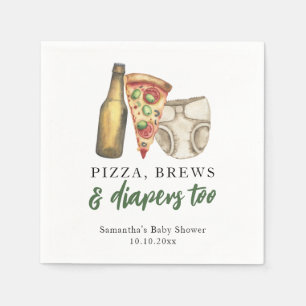 Pizza, brouwsel en luiers te Baby shower Servet