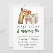 Pizza, brouwsels en luiers ook - Baby shower Kaart (Voorkant)