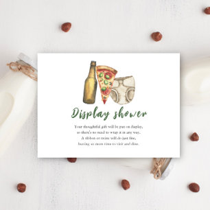 Pizza, brouwsels en luiers ook - Display douche Informatiekaartje