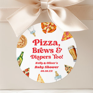 Pizza Brouwsels en Luiers Ook Pizza Bier Baby Show Ronde Sticker