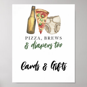 Pizza, Brouwsels & Luiers Kaarten en cadeaus baby Poster