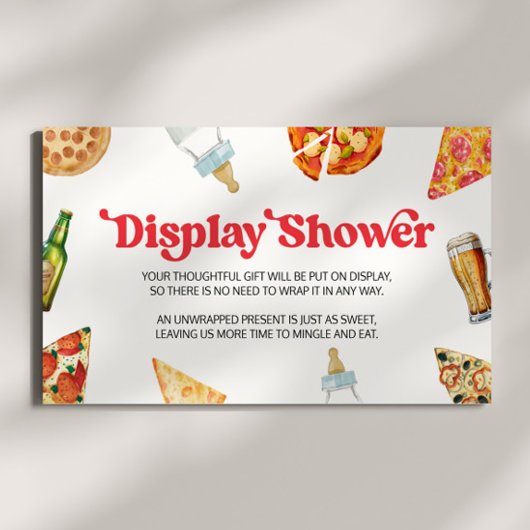 Pizza Brouwt Luiers Te Baby shower Display Douche Informatiekaartje