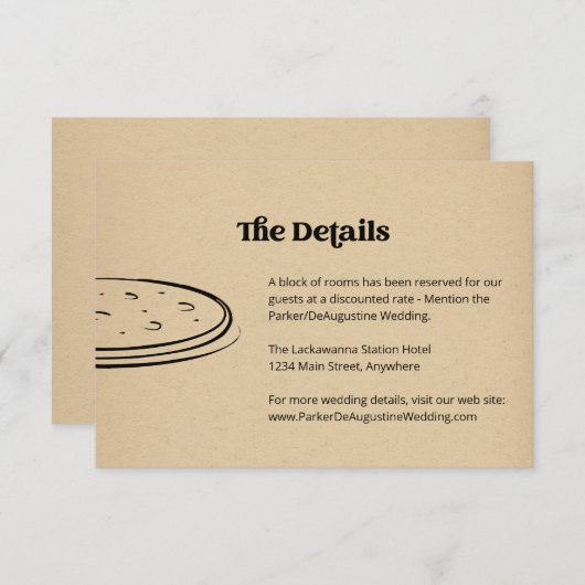 Pizza Bruiloft Informatie Details Behuizing Kaart (Voorkant / Achterkant)