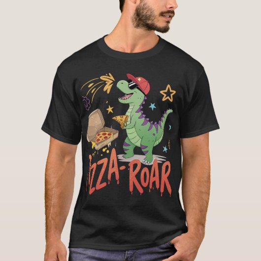 Pizza brullen voor dinasour lover cartoon t-shirt (Voorkant)