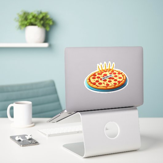 Pizza, Cake, Repeat!" (Volwassenen) Sticker (Laptop op bureau)