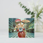 Pizza cat - cat - pizzabezorging briefkaart (Staand voorkant)