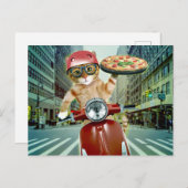 Pizza cat - cat - pizzabezorging briefkaart (Voorkant / Achterkant)