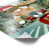 Pizza cat - cat - pizzabezorging foto afdruk (Hoek)