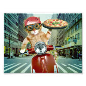 Pizza cat - cat - pizzabezorging foto afdruk (Voorkant)