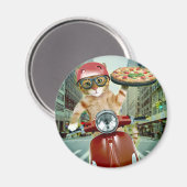 Pizza cat - cat - pizzabezorging magneet (Voorkant / Achterkant)